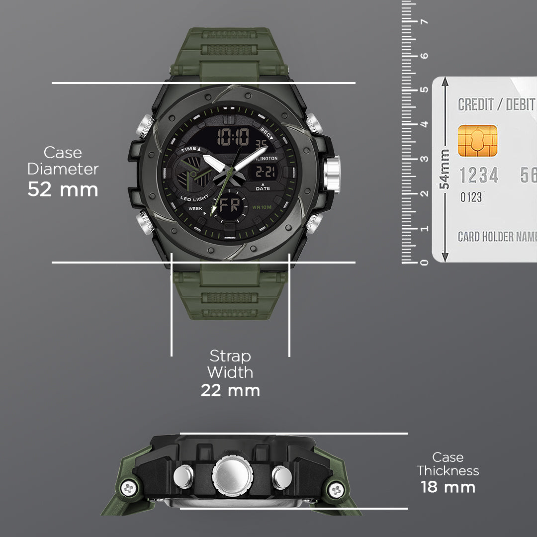 Carlington Endurance Analog-Digital Sports Watch for Men and Boys - CT 9140 Green