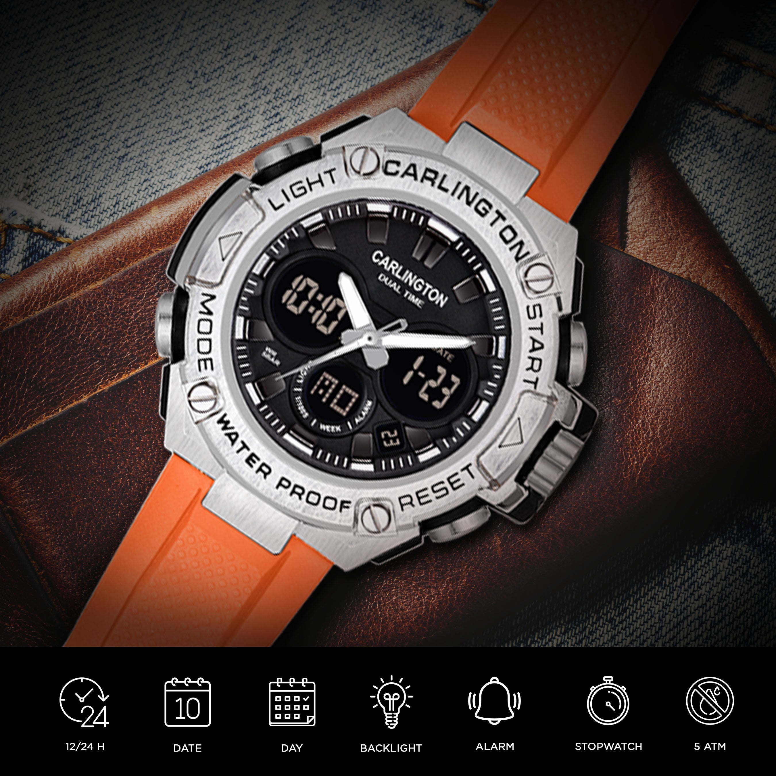 Endurace 9107 Orange Analog Digital Sports Watch