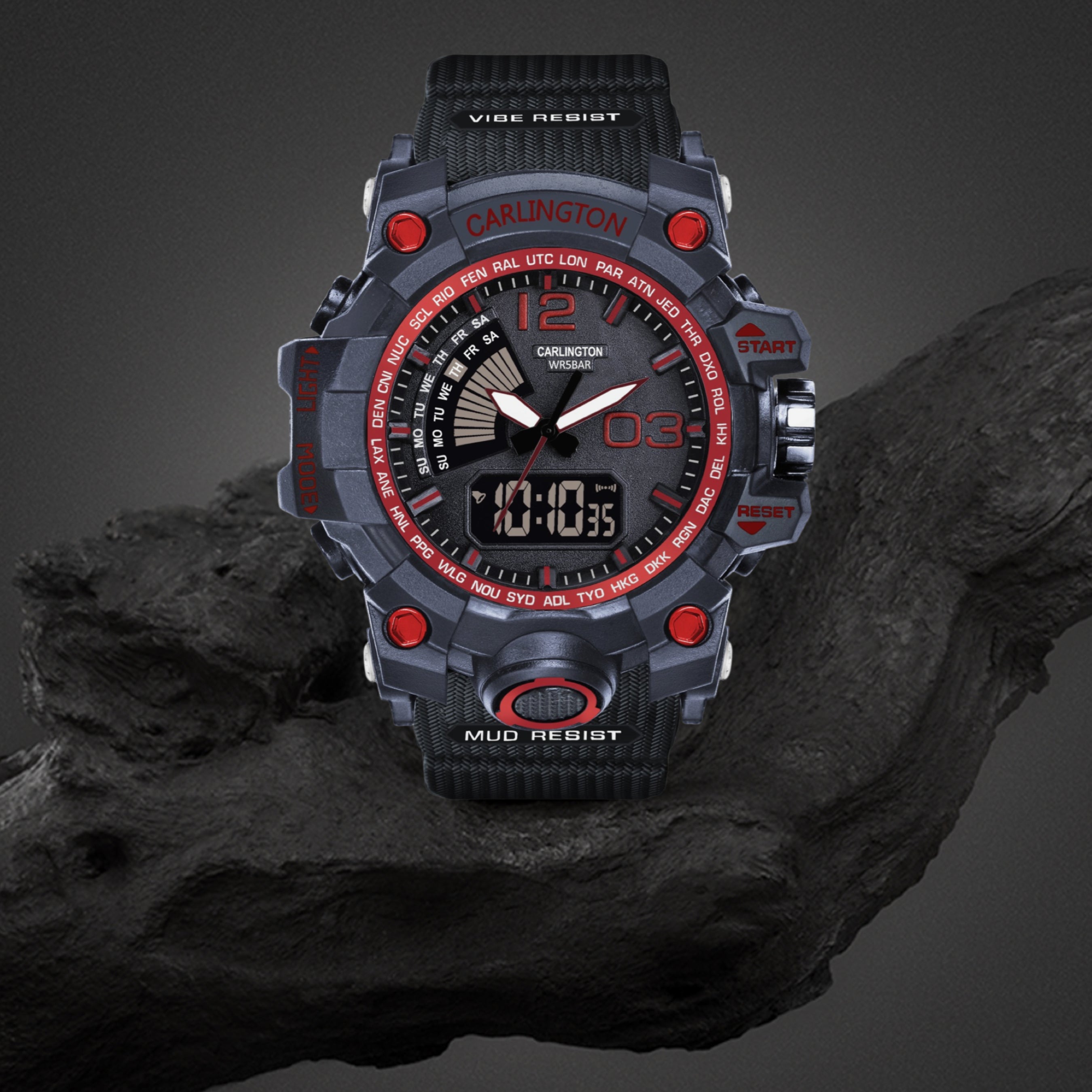 Resist shock sport watch dual online time